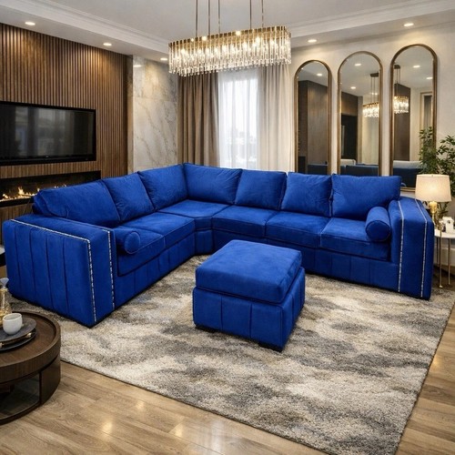 2c3 plush velvet corner sofa - velvet,