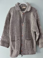 Vintage PACHAMAMA Cardigan Jumper Mens L Grey 100% Wool Aztec Button Jacket