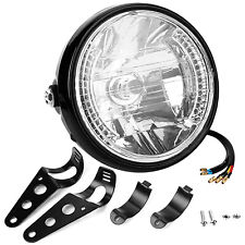 Universal 7inch 12V H4 35W Round Motorcycle Yellow Headlight With Black Bracket