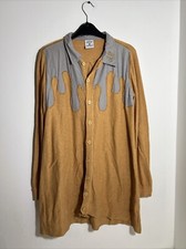 Drop Dead Cardigan Drip Back Size Small Brown & Grey Long Sleeve