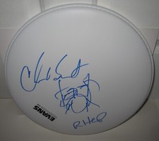 CHAD SMITH SIGNED DRUMHEAD RED HOT CHILI PEPPERS ROCK AUTOGRAPH SKETCH
