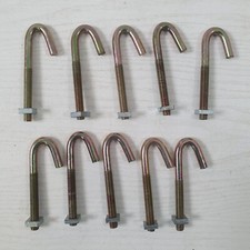 10 x M8 J HOOK BOLTS & SQUARE NUTS ZINC PLATED 80MM  -  S83