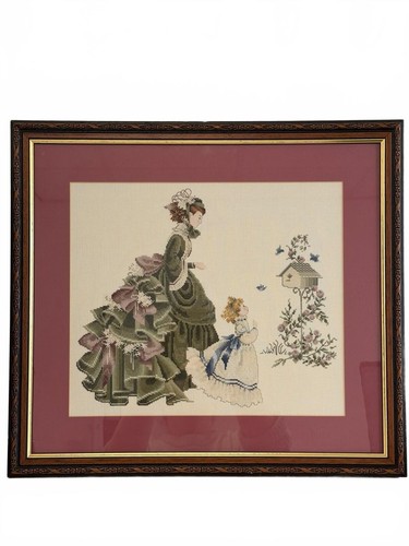 Vintage framed cross stitch - cross,