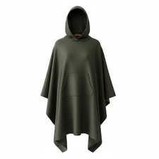 Traditional Army Surplus 75% Wool Green Hooded Blanket Poncho