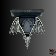 Gothic Bat Wall Shelf in Black
