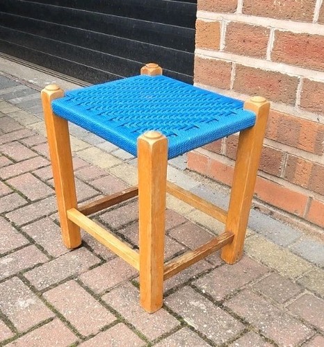 Wood frame stool - wood, woven