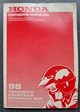 GOOD USED CONDITION HONDA TRX400FW 4TRAX FOREMAN QUAD OWNERS MANUAL 1998 MODELS