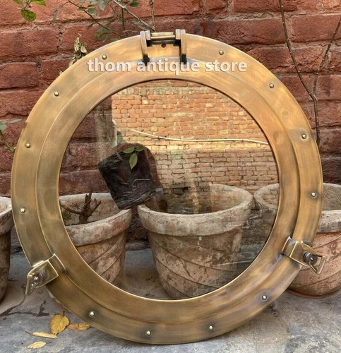 Large porthole glass brass - large,