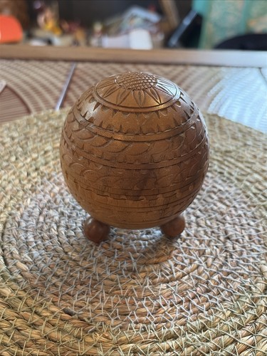 Antique treen footed globe - antique,