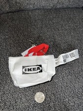 IKEA Knolig Mini Zipper Coin Keychain Bag Tote Key Holder White Red Heart