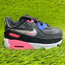 Nike Air Max 90 Toddler Size 6C Black Pink Blue Athletic Leather Shoes Sneakers