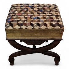 Antique Wooden Stool X Frame