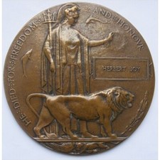 WW1 Death Penny Plaque HERBERT