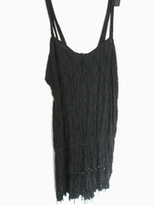 Black Beaded Skort Dress Strappy Top Size 14 Designer River Island
