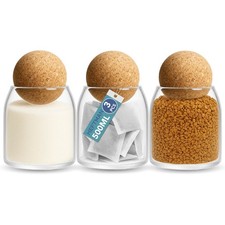 HEFTMAN Glass Jars with Cork Lids Coffee Tea Sugar Canisters Set of 3 500ml