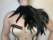 Black Feather Collar Victorian Shoulder Shrug Cape Capelet Steampunk Choker