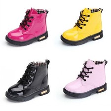 Kids Fur Lined Snow Boots Boys Girls Toddler Waterproof Warm Winter Shoes UKSize