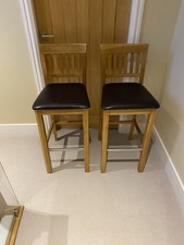 X2 Brown Leather Bar Stools for Breakfast Bar