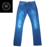 Police 883 Cassady Men's Regular Fit Ripped Jeans Size W32 L35 Navy Cotton Denim