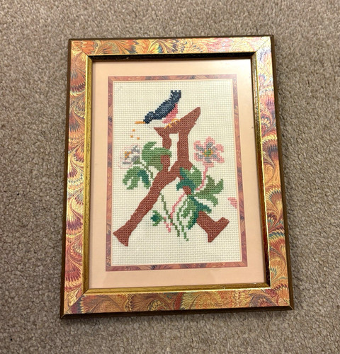 Vintage framed finished cross - framed,