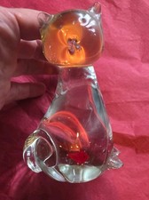 Clear Art Glass Cat Containing