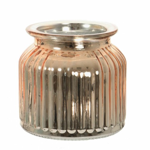 Mirrored rose gold ribbed vase - gold,