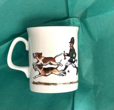 Bryn Parry Cartoon Beagling porcelain Mug, Hunting Scene.