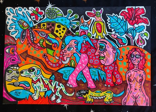 Trippy painting cubist face - trippy, painting,cubist