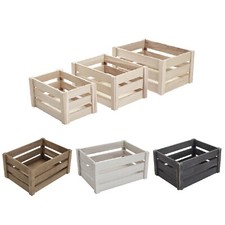 Wooden Crate Box Slatted Fruit Vegetable Basket Vintage Storage Display Shelf