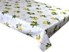 Vinyl Pvc Tablecloth Lemons with script Plastic Wipe Clean 54" Wide  (VV050)