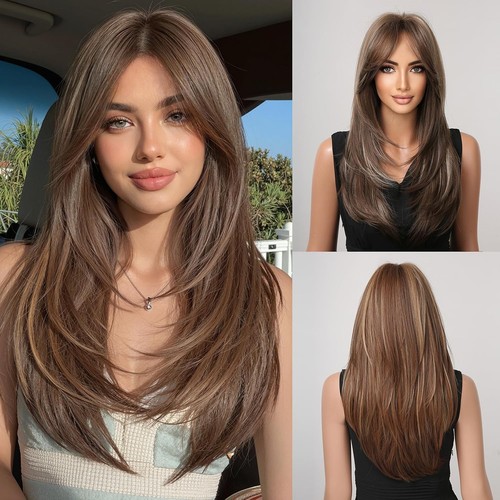 Long straight brown - straight, wigs