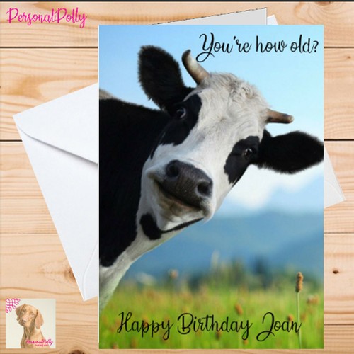 Personalised cow card birthday - cow,
