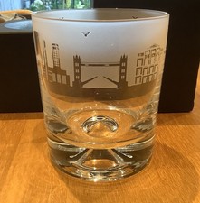MEHA/Mehaart London City Sandblast Engraved Tumbler Whisky Glass New Gift Boxed