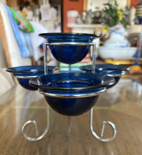 Blue glass tealight holder - tealight,