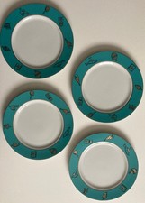 Christmas Habitat Japan dinner plates set crown teal gold 26cm dia