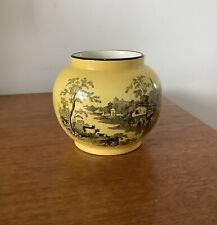 Antique W Adams & Sons Yellow Vase/Black Transfer Print By J Cuts/Chinese Scene