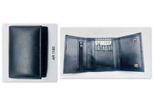 Leather Key Holder / Key Case Wallet Key Ring Soft Nappa Leather Black