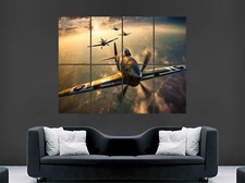 SPITFIRE AEROPLANE WORLD WAR GIANT WALL POSTER ART ARMY PICTURE PRINT LARGE
