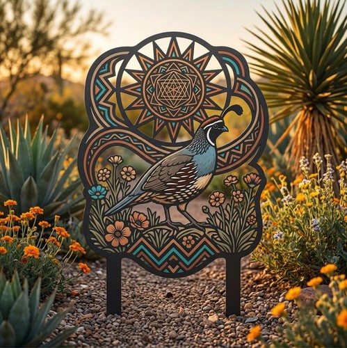 Gambel quail garden stake - quail,