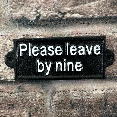 Cast iron wall plaque sign - iron,
