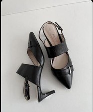 Womens NEXT Kitten Pointed Toe Black Mid Heel Shoes 👠 Size 8