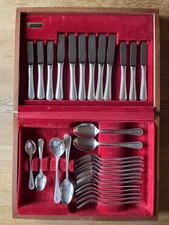 Viners 44 Pc Cutlery Silver Plate Set In Wooden Canteen 1978