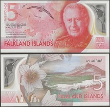 Falkland Island P20 B223 5 Pounds 2025 King Charles @ Ebanknoteshop