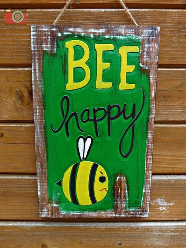 Bee happy sign hand - "bee, made