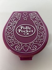 Vintage 90s POLLY POCKET 'Pony Ridin' Show' Pink Horseshoe Play Set Compact