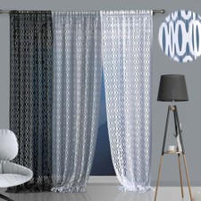 Jacquard Wide Net Lace Window Panel Blind Curtain Fly Screen Eyelet Top