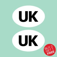 2x UK Oval Rear Car Sticker. Vans, Lorrys, Caravan - UK, Union Jack, EU, Europe