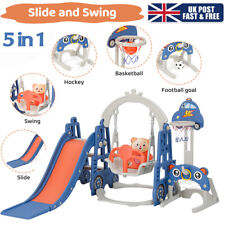 5in1 Slide Swing Climber Set Kids Play Basketball Indoor Outdoor Playground UK