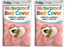 2 X KIDS WATERPROOF SINGLE BED COVER SHEET BABY COT BED WHITE MATTRESS PROTECTOR