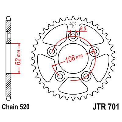 Sprockets rear sproket 701 - jt,